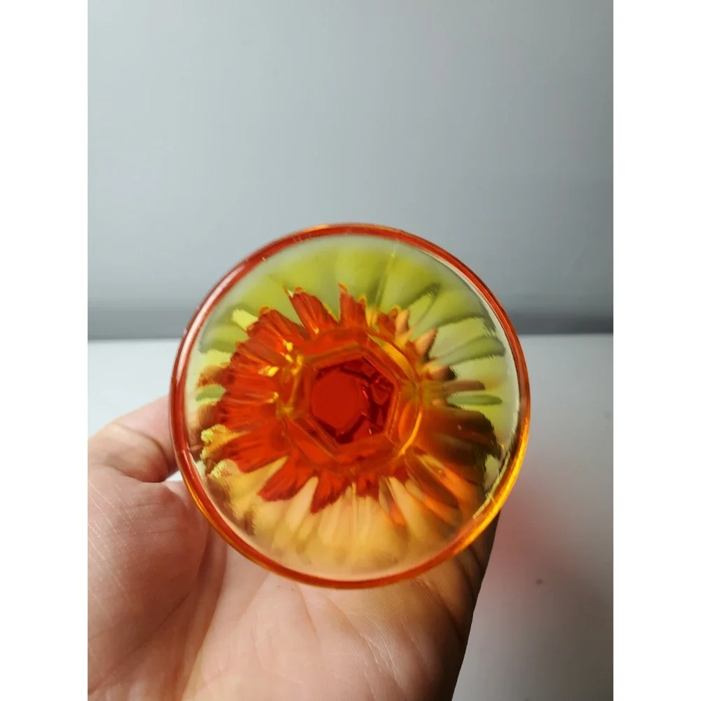 Vintage Fenton Glass Epic Petal Persimmon‎ Swung Stretch Vase/Compote/Bowl